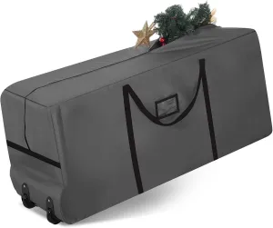 Heavy Duty Christmas Tree Storage Bag - 900d Oxford Fabric with Wheels and Reinforced Handles, Durable Storage Box for Disassembled Holiday Trees(9ft,Grey)