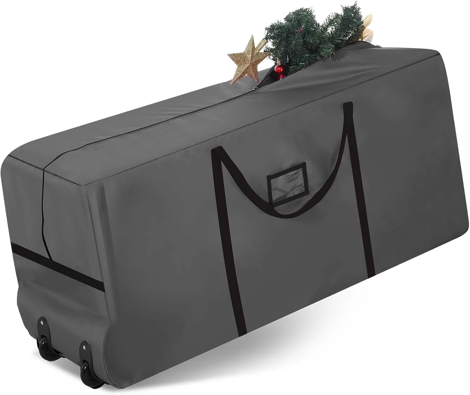 Heavy Duty Christmas Tree Storage Bag - 900d Oxford Fabric with Wheels and Reinforced Handles, Durable Storage Box for Disassembled Holiday Trees(9ft,Grey)