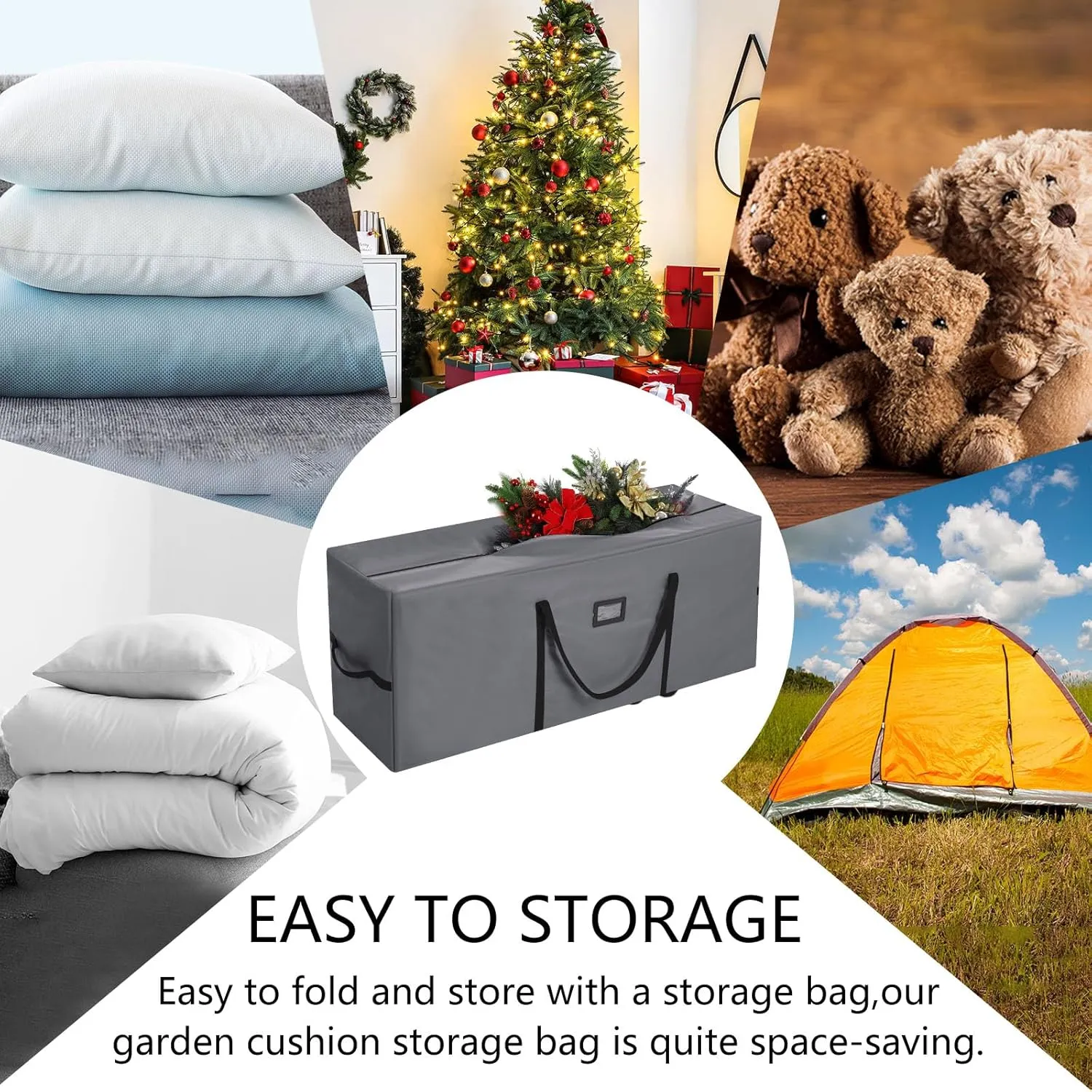 Heavy Duty Christmas Tree Storage Bag - 900d Oxford Fabric with Wheels and Reinforced Handles, Durable Storage Box for Disassembled Holiday Trees(9ft,Grey)