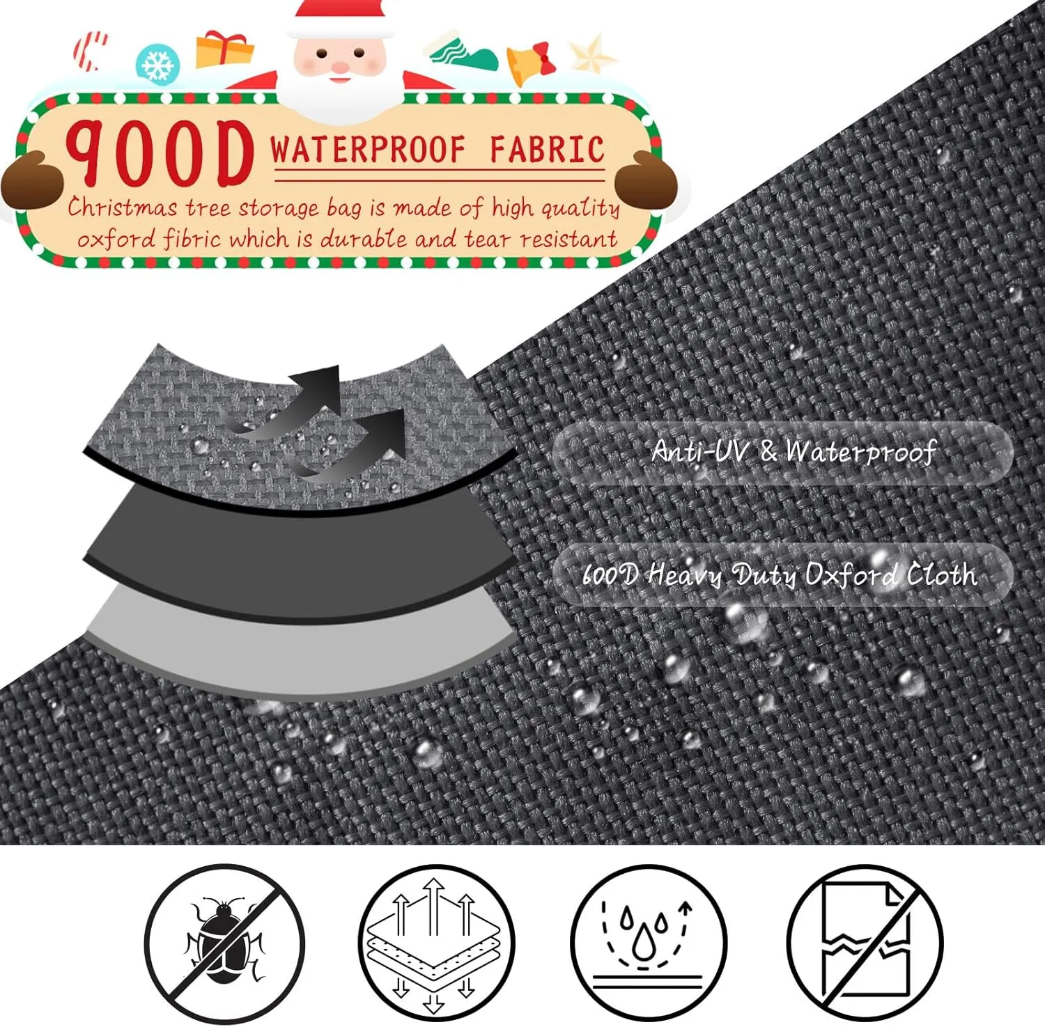 Heavy Duty Christmas Tree Storage Bag - 900d Oxford Fabric with Wheels and Reinforced Handles, Durable Storage Box for Disassembled Holiday Trees(9ft,Grey)