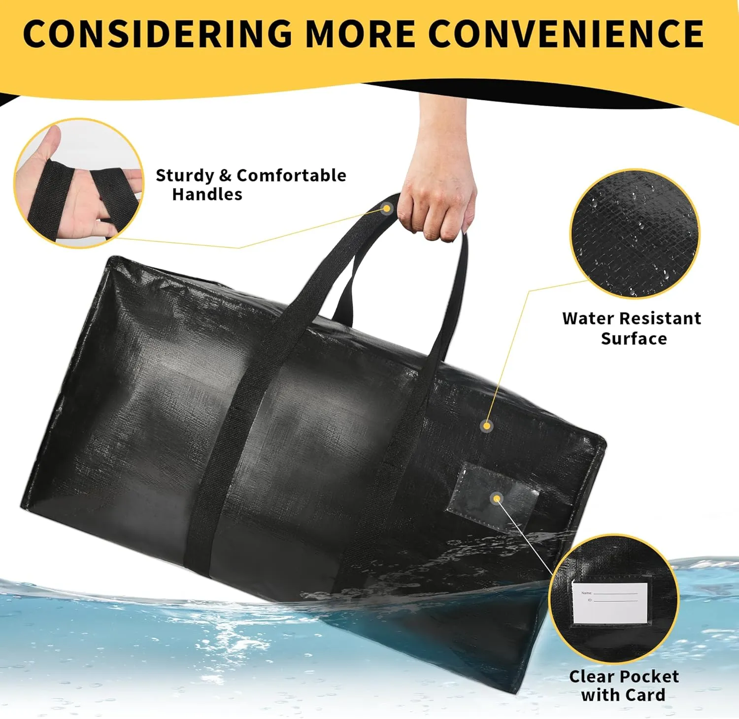 Heavy Duty Extra Large Jumbo Packing Bags, 121 Gallon Huge Storage Bags with Strong Zippers & Carrying Handles, Reusable Big Moving Totes for College Dorm Travel 1Pack