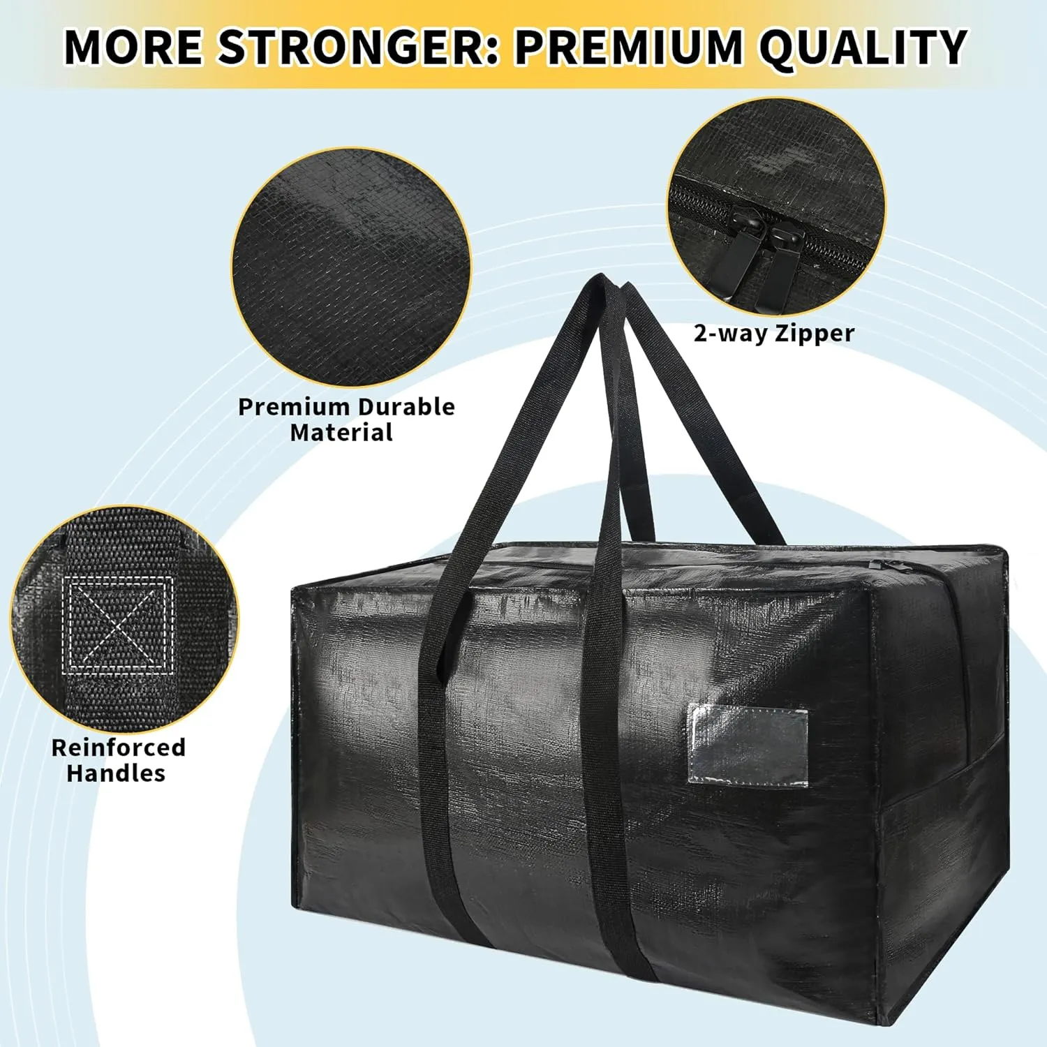 Heavy Duty Extra Large Jumbo Packing Bags, 121 Gallon Huge Storage Bags with Strong Zippers & Carrying Handles, Reusable Big Moving Totes for College Dorm Travel 1Pack