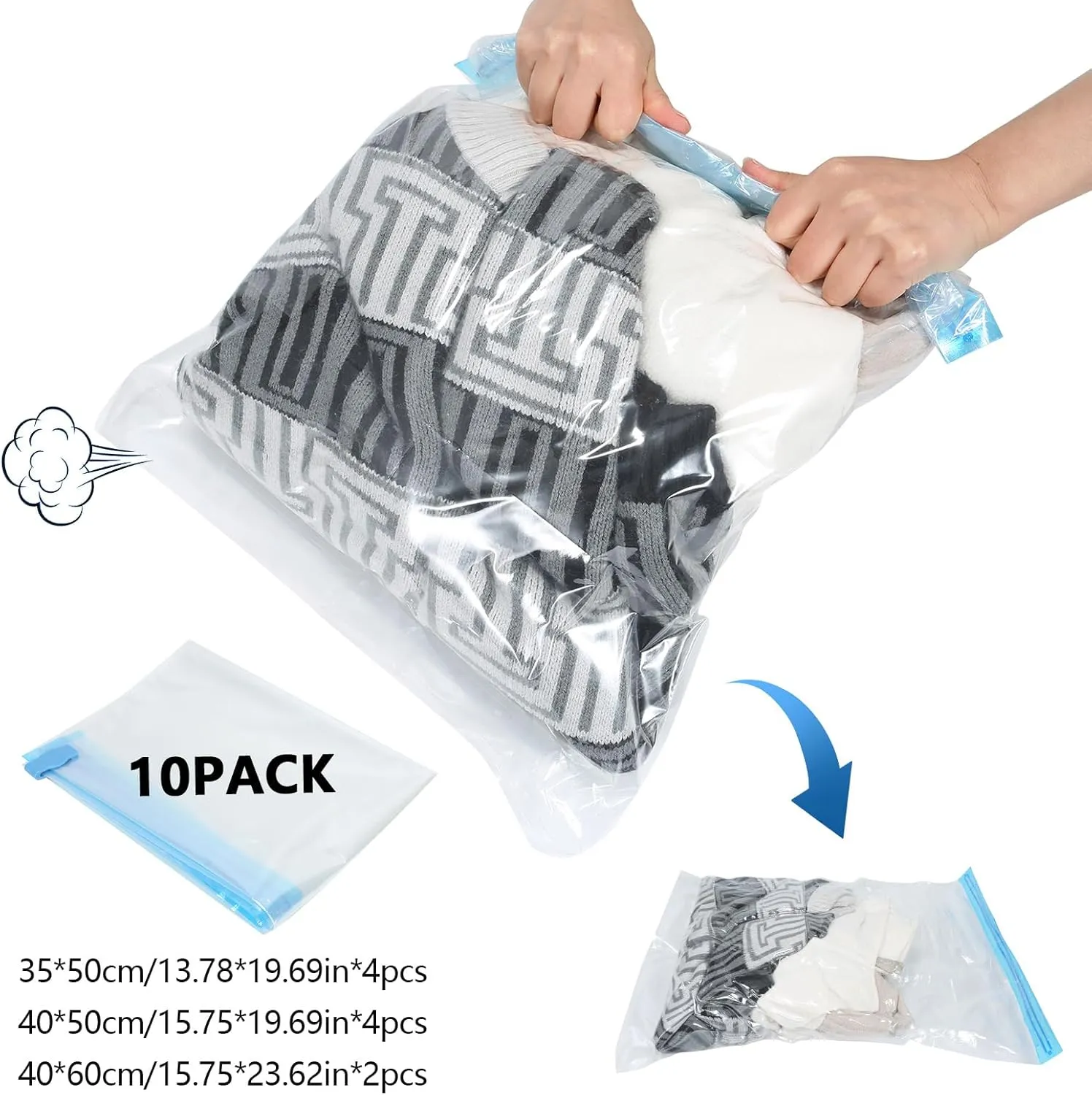 Heavy-Duty Extra Large Moving Bags with Zippers & Handles Extra Large Storage Bag Set Heavy Duty Moving Totes Dual-Way Carrying Design, (Blue, 16 Park-6 Moving bag & 10 Vacuum Seal Bags)