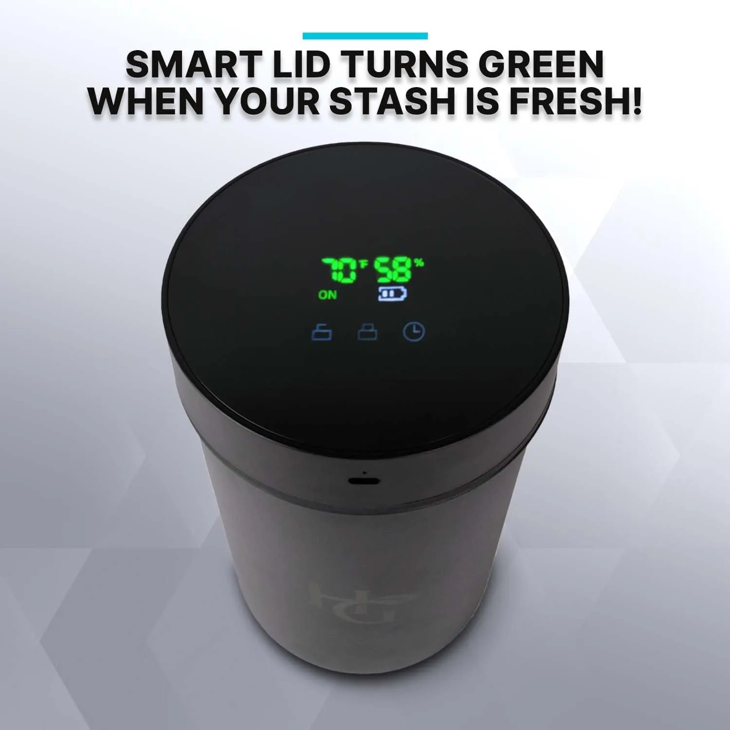 Herb Guard Auto-Cure Smart Jar and Vacuum Seal Curing Jar with Built In Hygrometer (2 Liter) Curing Kit & Child Resistant Container Keeps Herbs and Serving Spices Fresh for Months