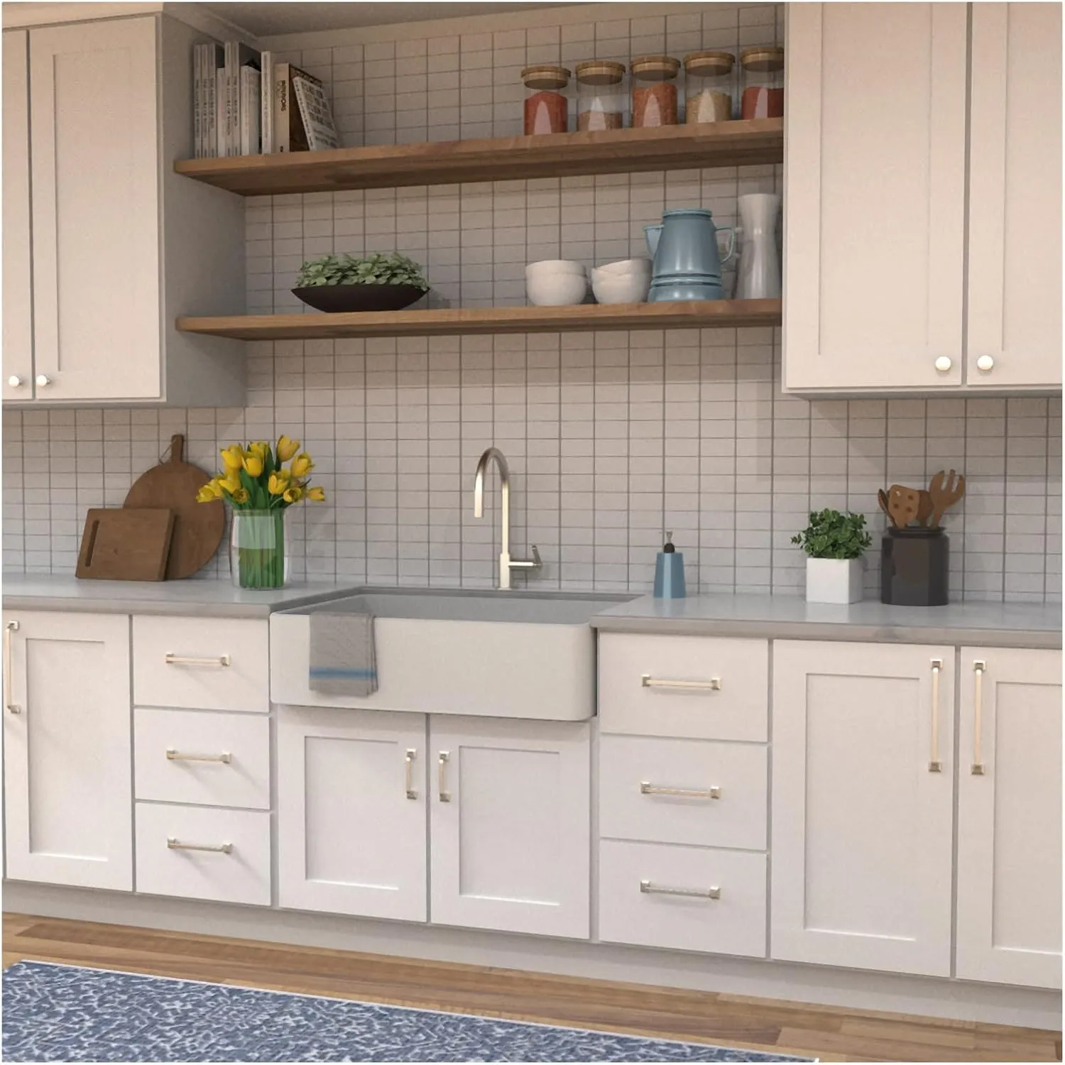 Hickory Hardware 1 Pack Solid Core Kitchen Cabinet Pulls, Luxury Cabinet Handles, Hardware for Doors & Dresser Drawers, 12 Inch Hole Center, Satin Nickel, Forge Collection
