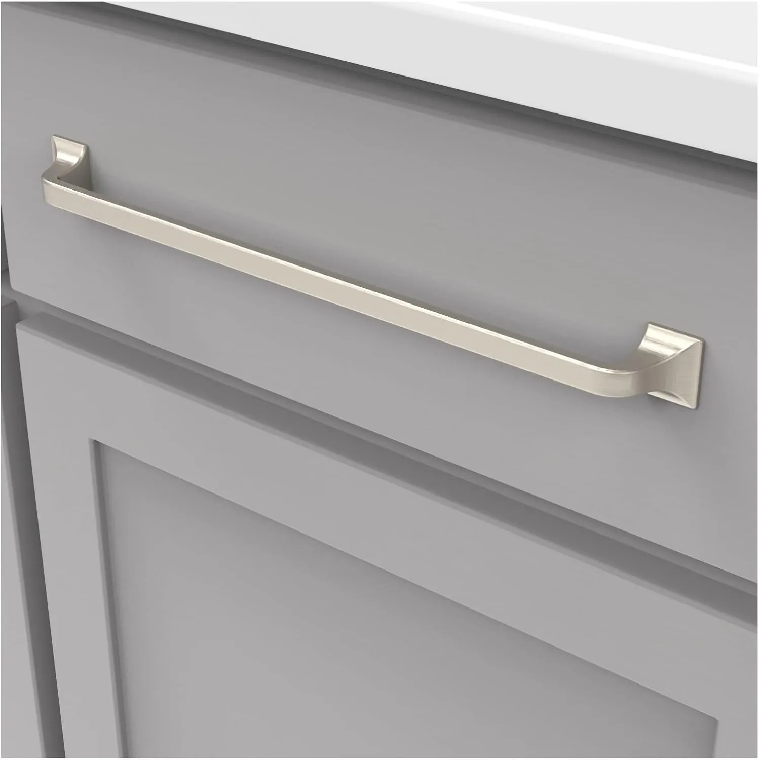 Hickory Hardware 1 Pack Solid Core Kitchen Cabinet Pulls, Luxury Cabinet Handles, Hardware for Doors & Dresser Drawers, 12 Inch Hole Center, Satin Nickel, Forge Collection