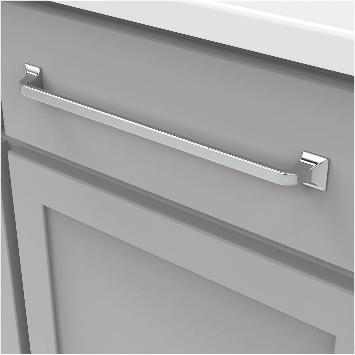 Hickory Hardware 1 Pack Solid Core Kitchen Cabinet Pulls, Luxury Cabinet Handles, Hardware for Doors & Dresser Drawers, 12 Inch Hole Center, Satin Nickel, Forge Collection
