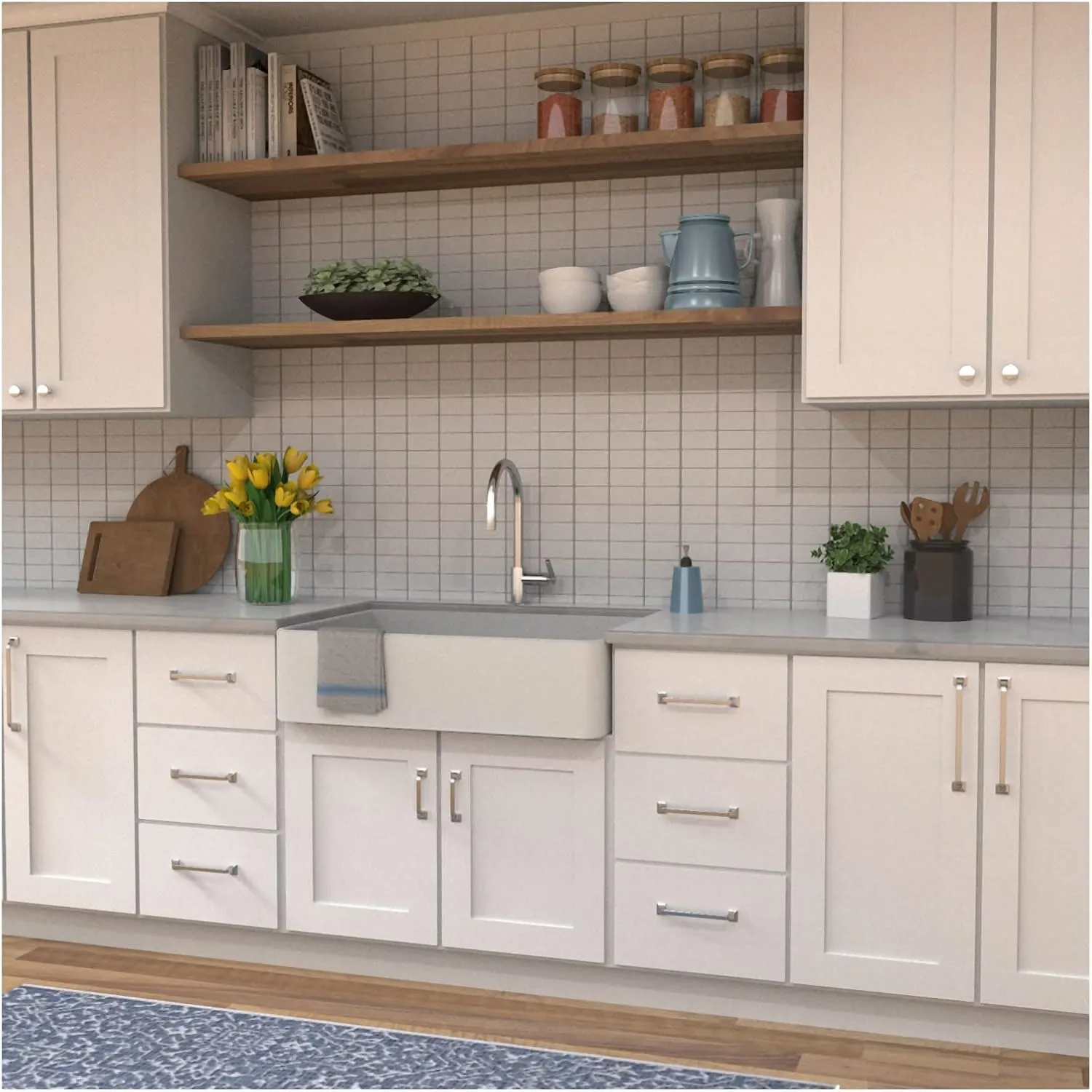 Hickory Hardware 1 Pack Solid Core Kitchen Cabinet Pulls, Luxury Cabinet Handles, Hardware for Doors & Dresser Drawers, 12 Inch Hole Center, Satin Nickel, Forge Collection
