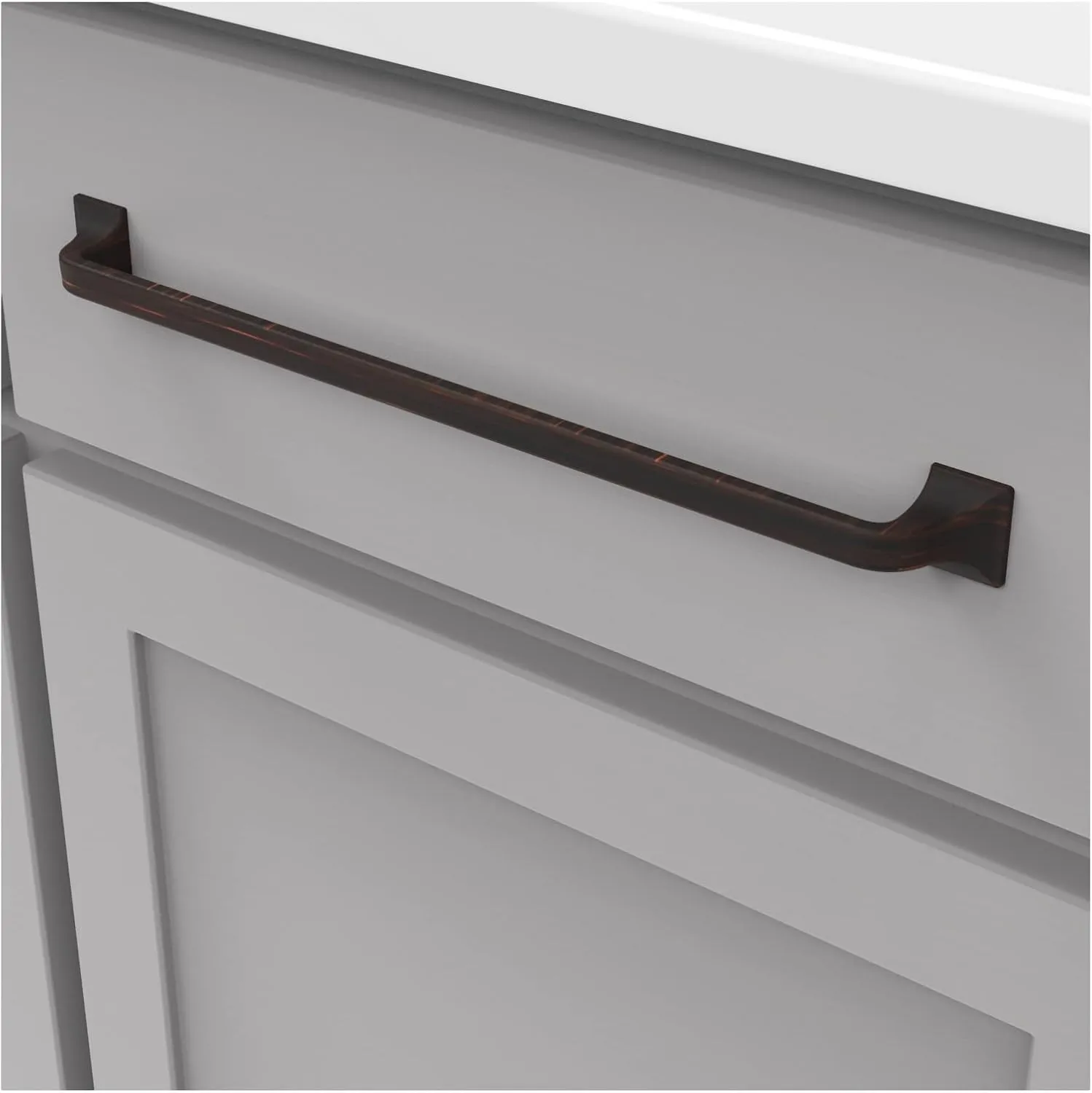 Hickory Hardware 1 Pack Solid Core Kitchen Cabinet Pulls, Luxury Cabinet Handles, Hardware for Doors & Dresser Drawers, 12 Inch Hole Center, Satin Nickel, Forge Collection