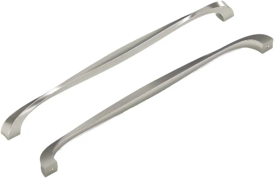 Hickory Hardware 1 Pack Solid Core Kitchen Cabinet Pulls, Luxury Cabinet Handles, Hardware for Doors & Dresser Drawers, 12 Inch Hole Center, Satin Nickel, Twist Collection
