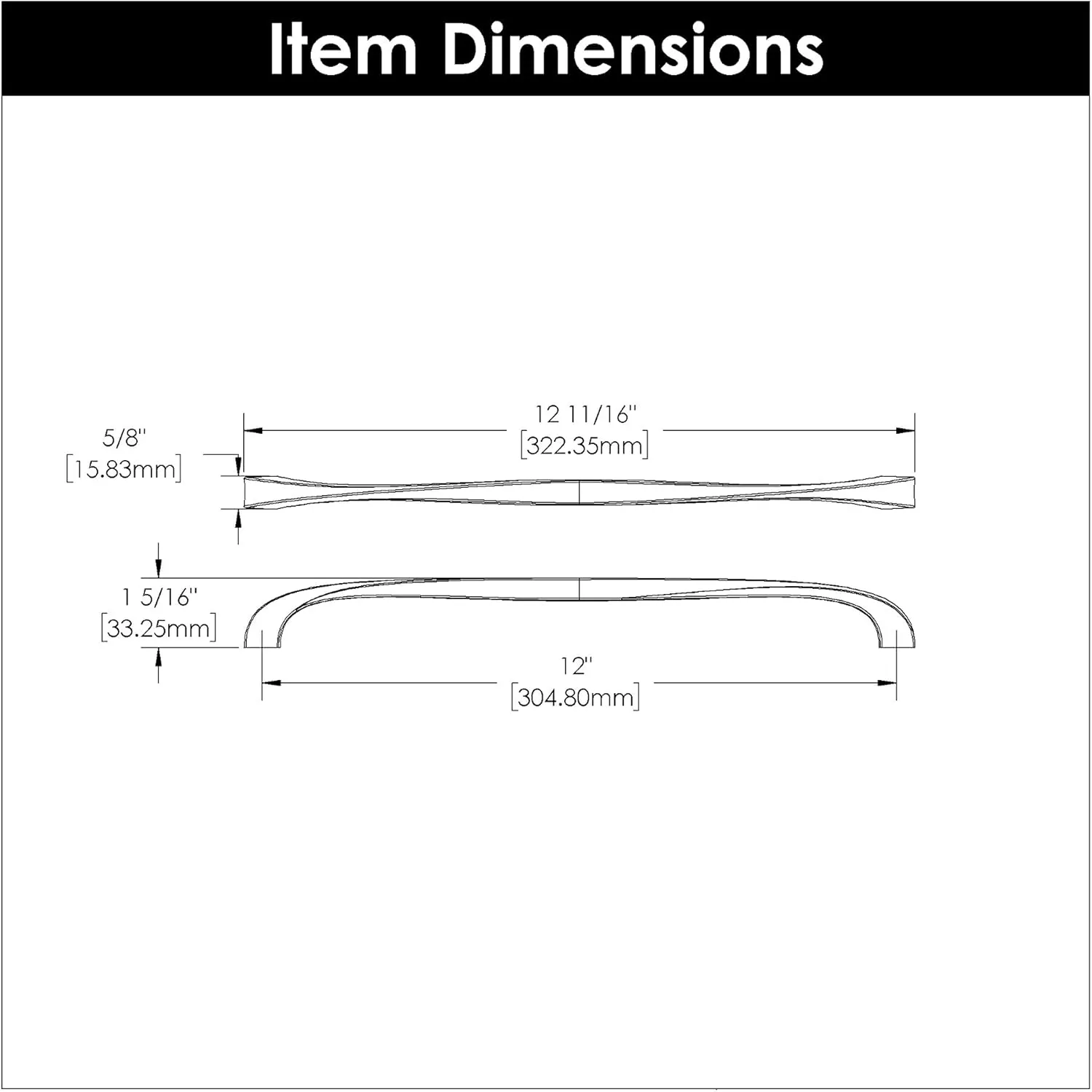Hickory Hardware 1 Pack Solid Core Kitchen Cabinet Pulls, Luxury Cabinet Handles, Hardware for Doors & Dresser Drawers, 12 Inch Hole Center, Satin Nickel, Twist Collection