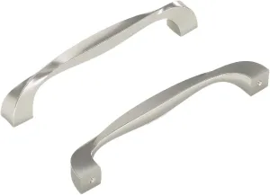 Hickory Hardware 10 Pack Solid Core Kitchen Cabinet Pulls, Luxury Cabinet Handles, Hardware for Doors & Dresser Drawers, 5-1/16 Inch (128mm) Hole Center, Satin Nickel, Twist Collection