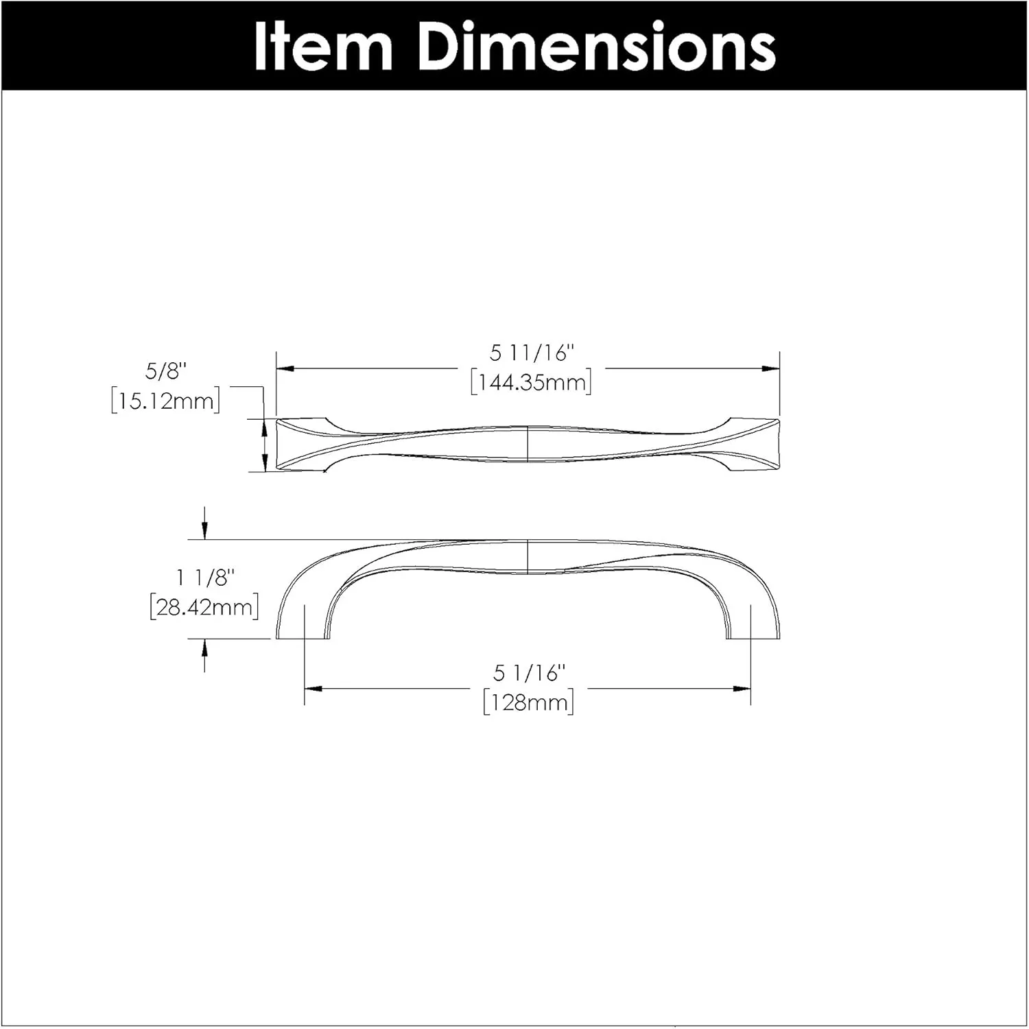 Hickory Hardware 10 Pack Solid Core Kitchen Cabinet Pulls, Luxury Cabinet Handles, Hardware for Doors & Dresser Drawers, 5-1/16 Inch (128mm) Hole Center, Satin Nickel, Twist Collection
