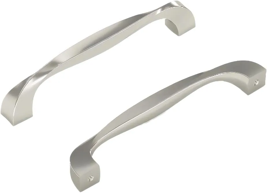 Hickory Hardware 10 Pack Solid Core Kitchen Cabinet Pulls, Luxury Cabinet Handles, Hardware for Doors & Dresser Drawers, 5-1/16 Inch (128mm) Hole Center, Satin Nickel, Twist Collection