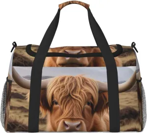 Highland Cow Travel Duffel Bag Tote Bag Sports Gym Bag For Women And Men