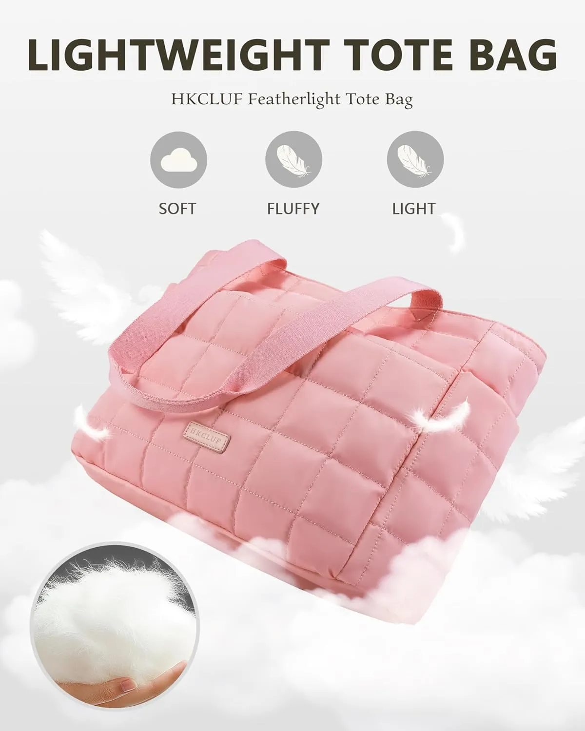HKCLUF Quilted Puffer Tote Bag for Women 20L Lightweight Waterproof Large Work Travel Gym Tote Bag with Laptop Compartment