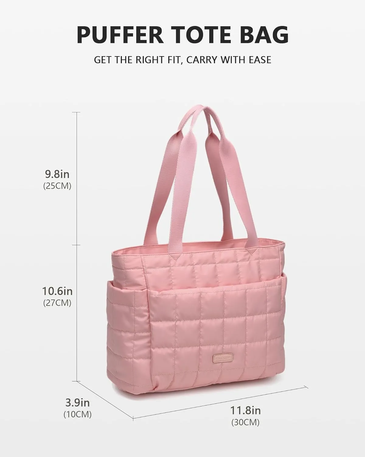 HKCLUF Quilted Puffer Tote Bag for Women 20L Lightweight Waterproof Large Work Travel Gym Tote Bag with Laptop Compartment
