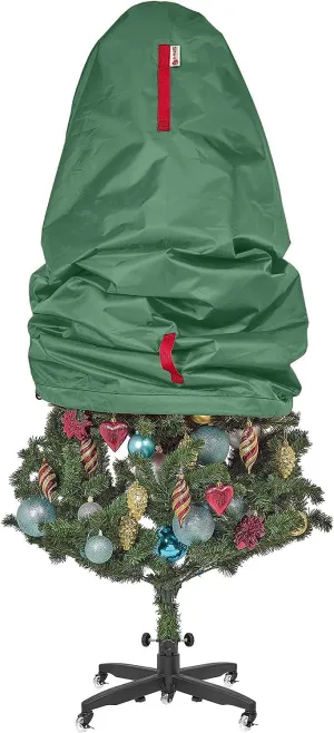 HOLDN’ STORAGE Upright Christmas Tree Storage Bag - Holiday Tree Cover for 4 ft Christmas Trees or Topiary Trees - Durable, Lightweight, Convenient, Vertical Xmas Storage Bag (Green)