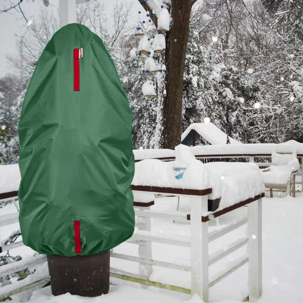 HOLDN’ STORAGE Upright Christmas Tree Storage Bag - Holiday Tree Cover for 4 ft Christmas Trees or Topiary Trees - Durable, Lightweight, Convenient, Vertical Xmas Storage Bag (Green)