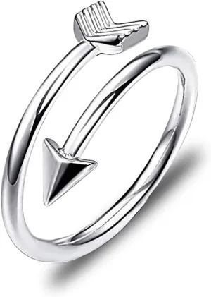 HOLLP Silver Classic Love Sideways Arrow Open Ring Friendship Jewelry Valentine's Day Gift for Women Girls