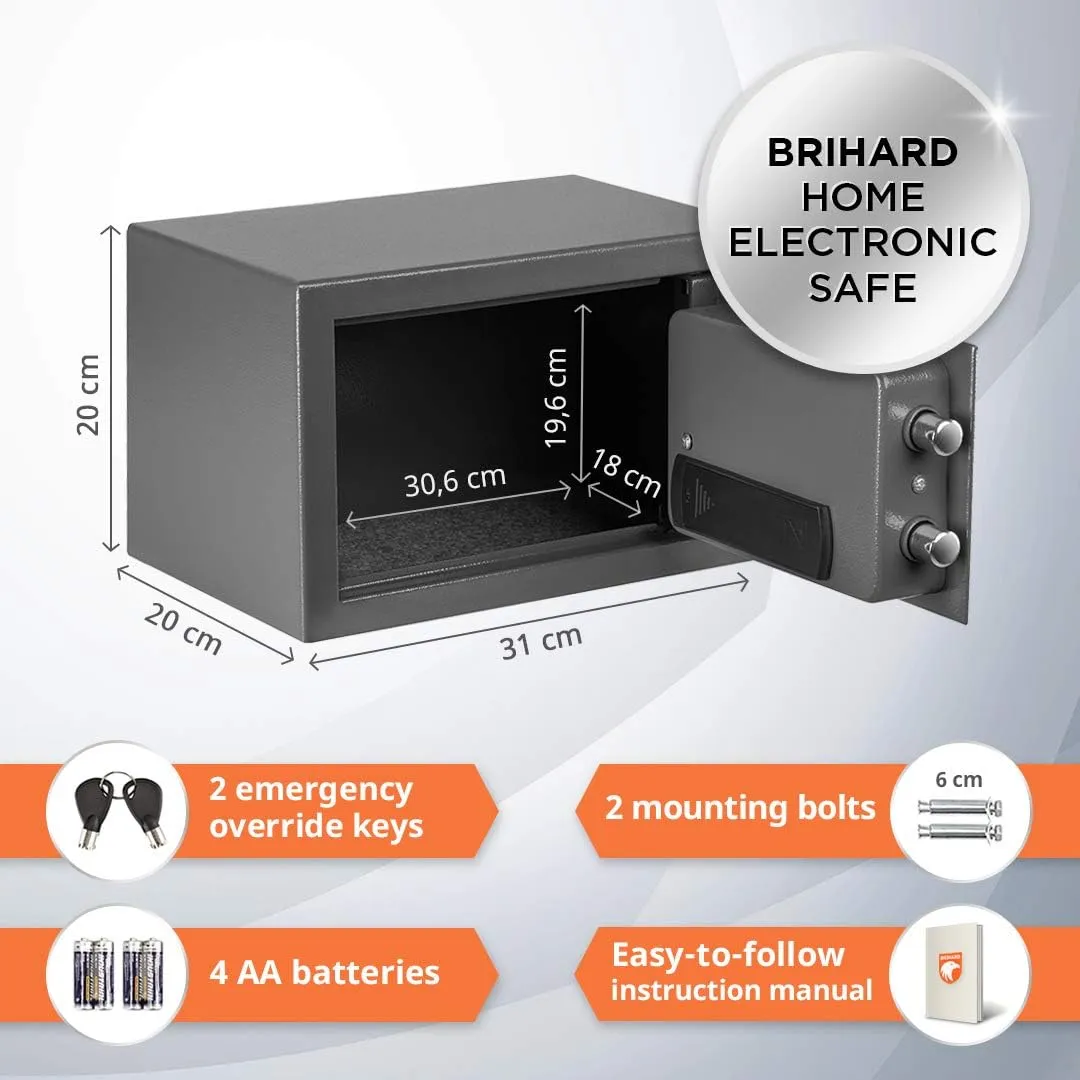 Home Electronic Safe 7.87"H x 12.2"W x 7.87"D, Money & Jewellery Lockable Box 0.39 Cubic Feet, Compact SafetyBox with Digital Keypad Lock LED Screen, Mini Safe Box for Home