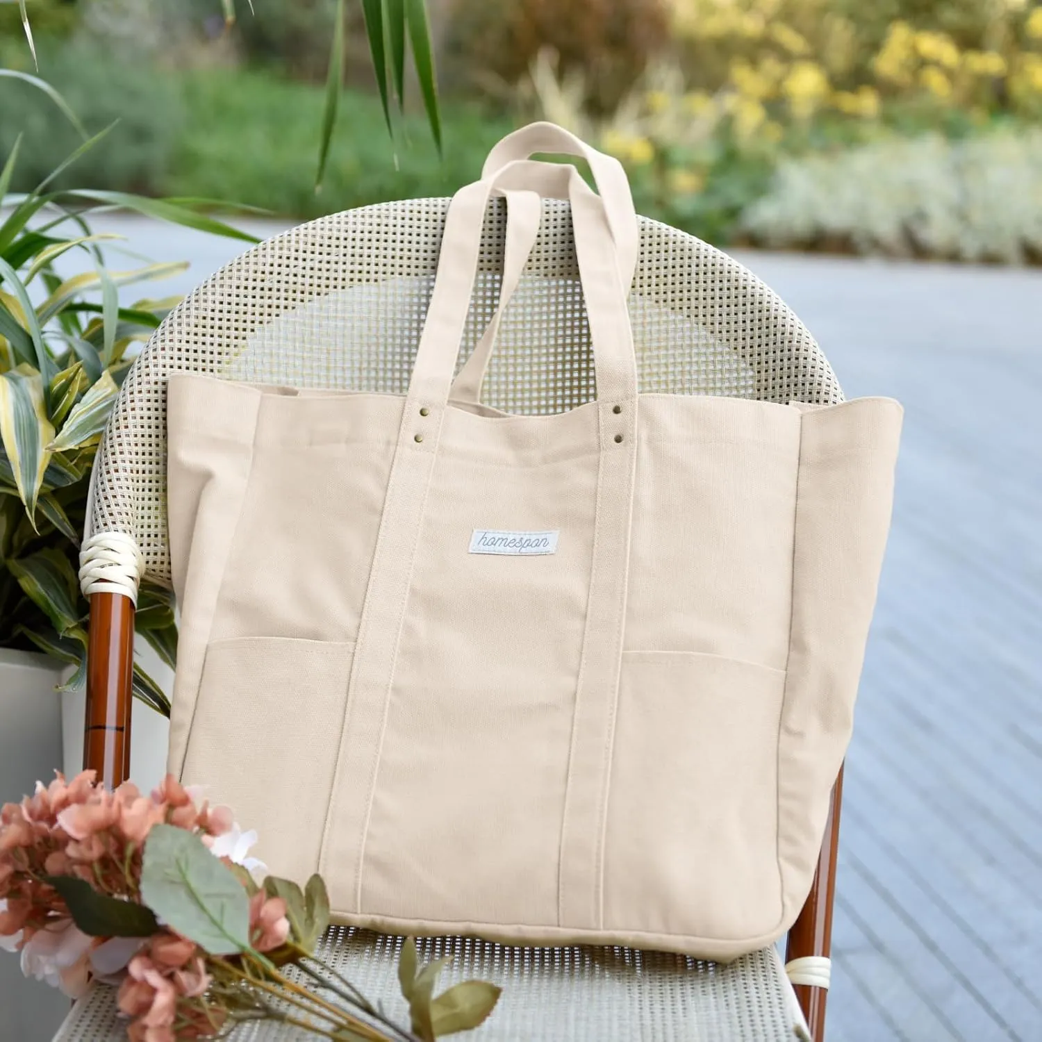 HOMESPON Large Canvas Tote Bag for Women Everything Bag with Pockets and Laptop Sleeve
