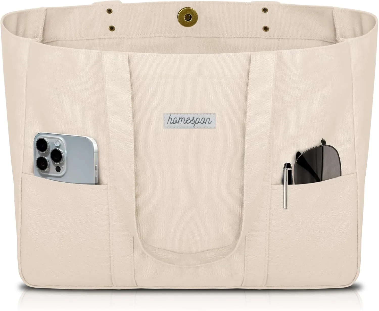 HOMESPON Large Canvas Tote Bag for Women Everything Bag with Pockets and Laptop Sleeve