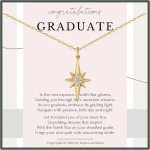 HOPE LOVE SHINE Graduation Gifts for Her - High School Graduation Gifts for Women - Graduation Necklace Sterling Silver Gold 16 2"