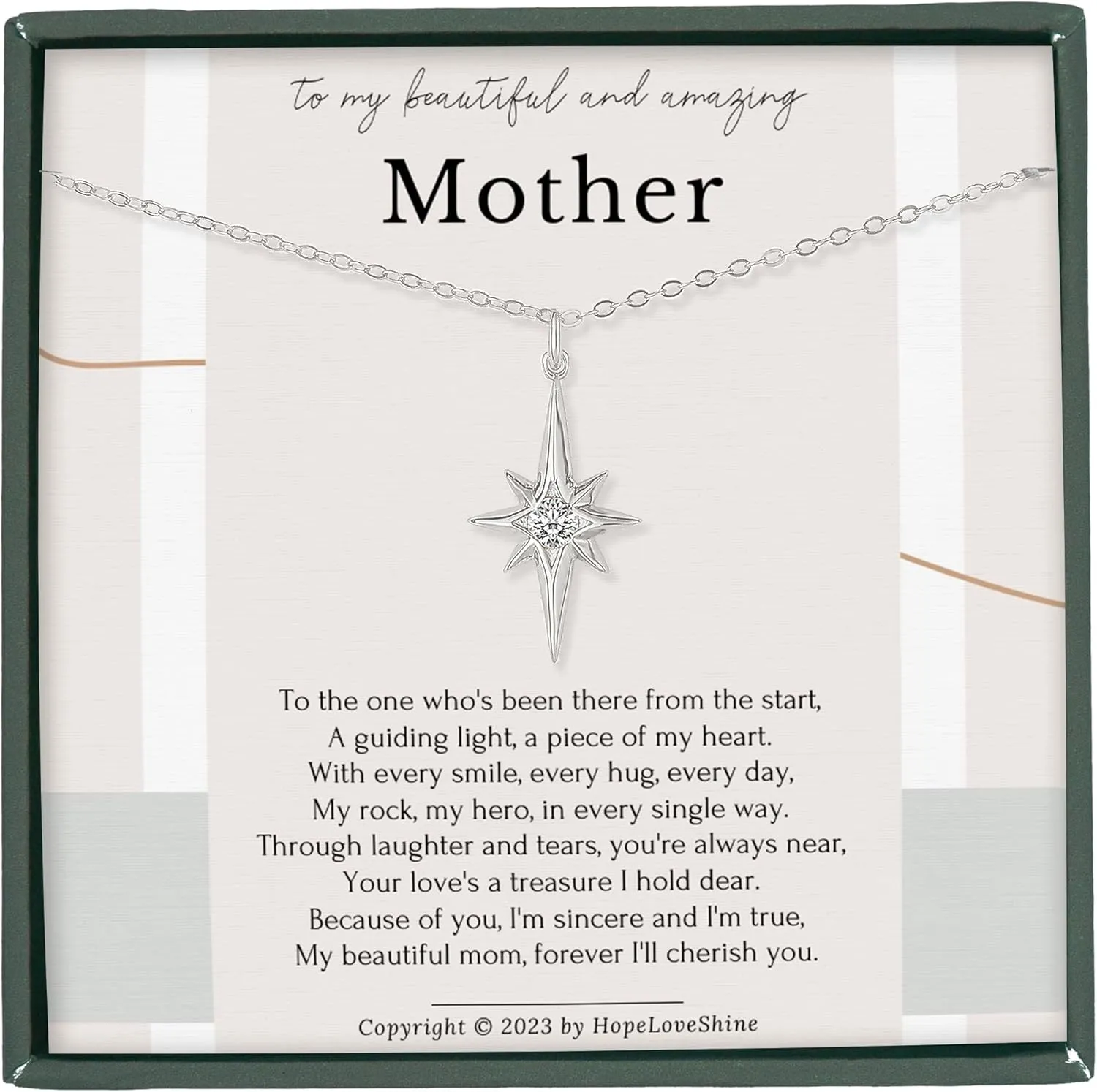HOPE LOVE SHINE Mom Gift from Daughter - Sentimental, Meaningful Mother and Daughter Necklace, Jewelry, 14k Gold Plated Sterling Silver