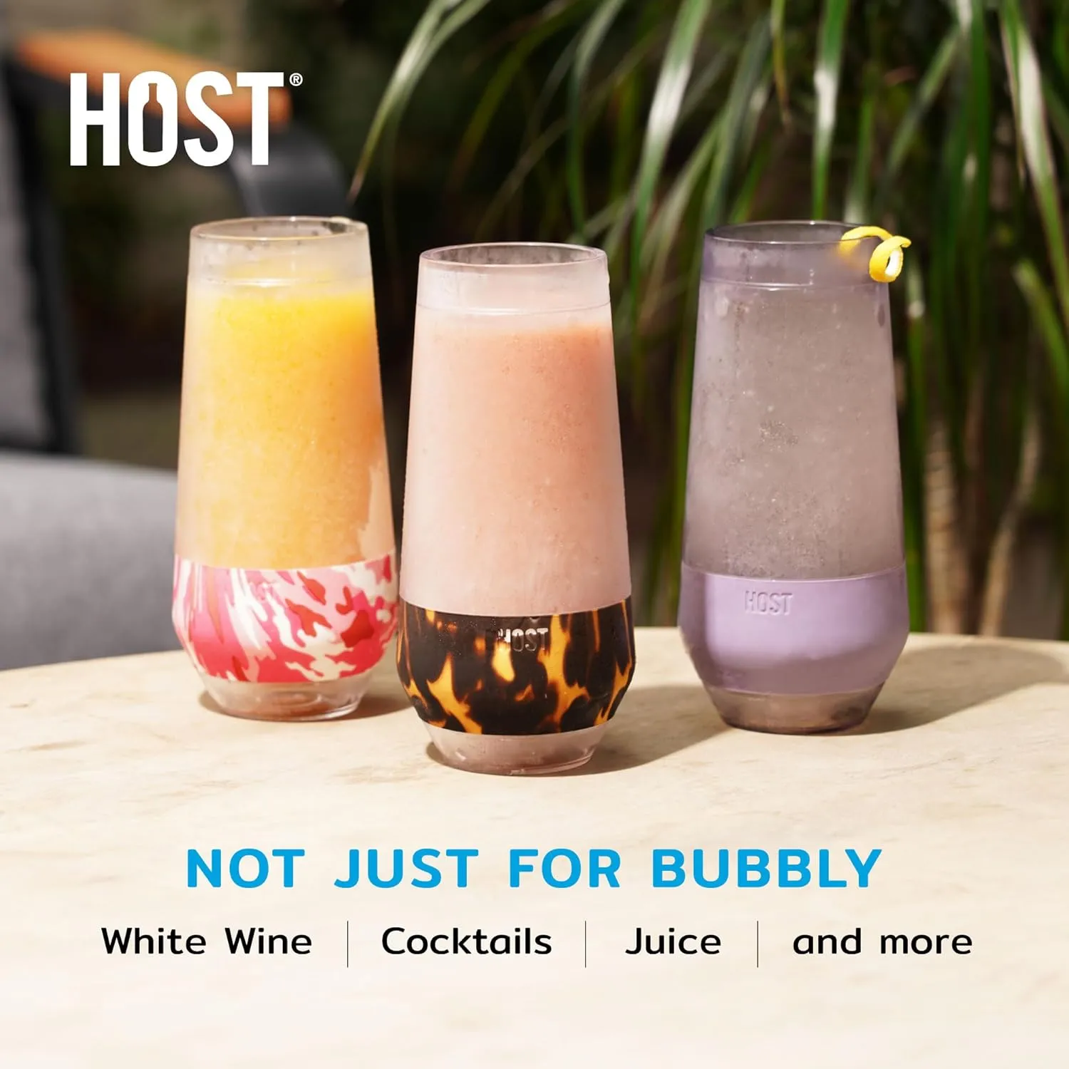 Host Champagne Freeze Double-Walled Stemless Wine Glasses Freezer Cooling Cups with Active Cooling Gel and Insulated Silicone Grip - 9 Oz Plastic Tumblers, Seafoam Tint, Set of 2