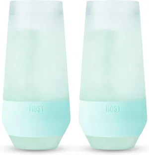Host Champagne Freeze Double-Walled Stemless Wine Glasses Freezer Cooling Cups with Active Cooling Gel and Insulated Silicone Grip - 9 Oz Plastic Tumblers, Seafoam Tint, Set of 2