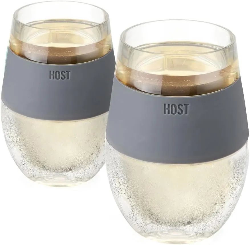 Host Wine Freeze Cooling Cups, Grey (Set of 2)