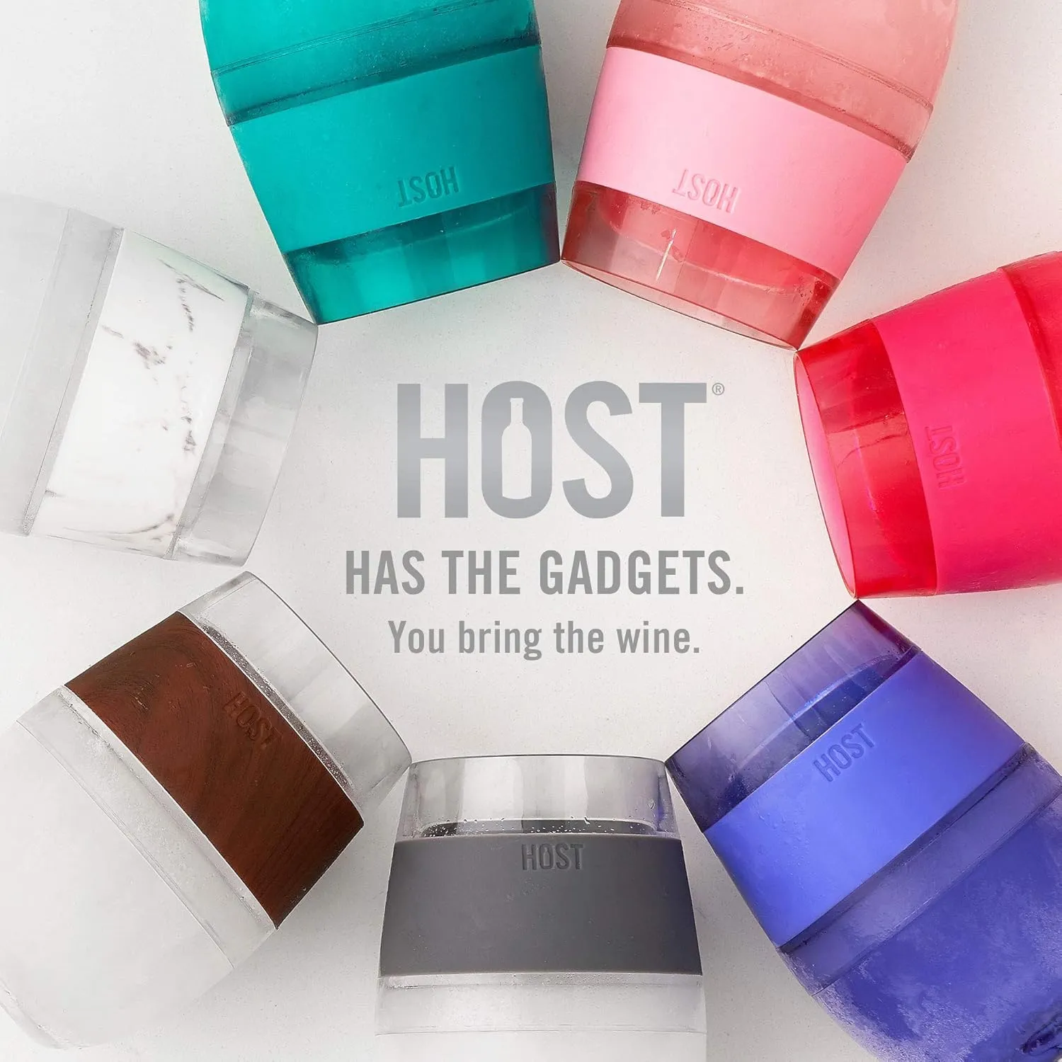 Host Wine Freeze Cooling Cups, Grey (Set of 2)
