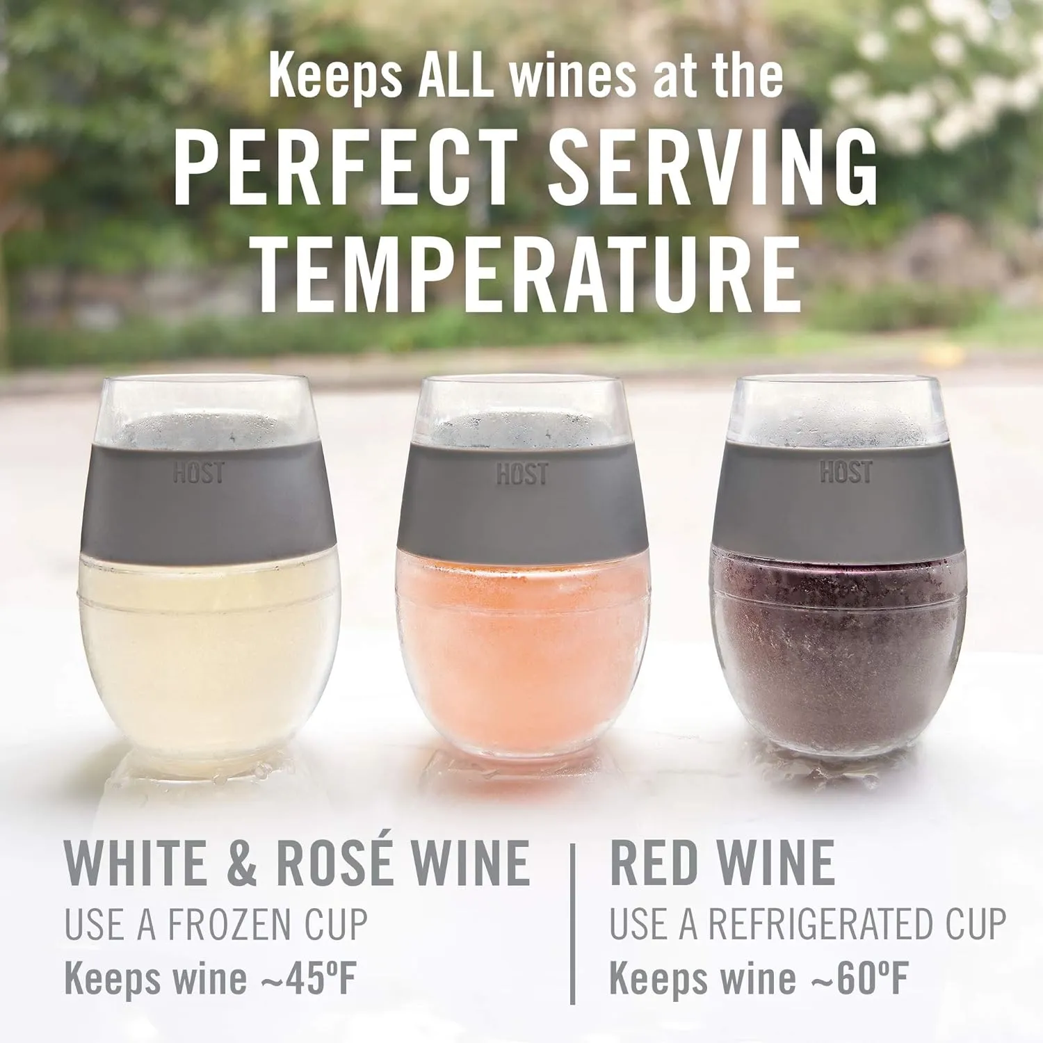 Host Wine Freeze Cooling Cups, Grey (Set of 2)