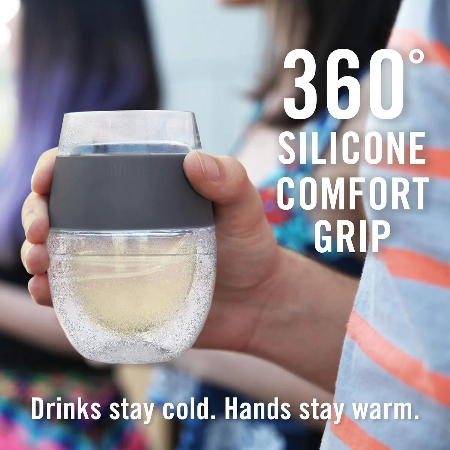 Host Wine Freeze Cooling Cups, Grey (Set of 2)