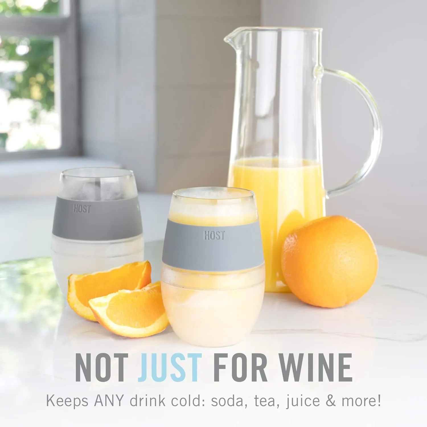 Host Wine Freeze Cooling Cups, Grey (Set of 2)
