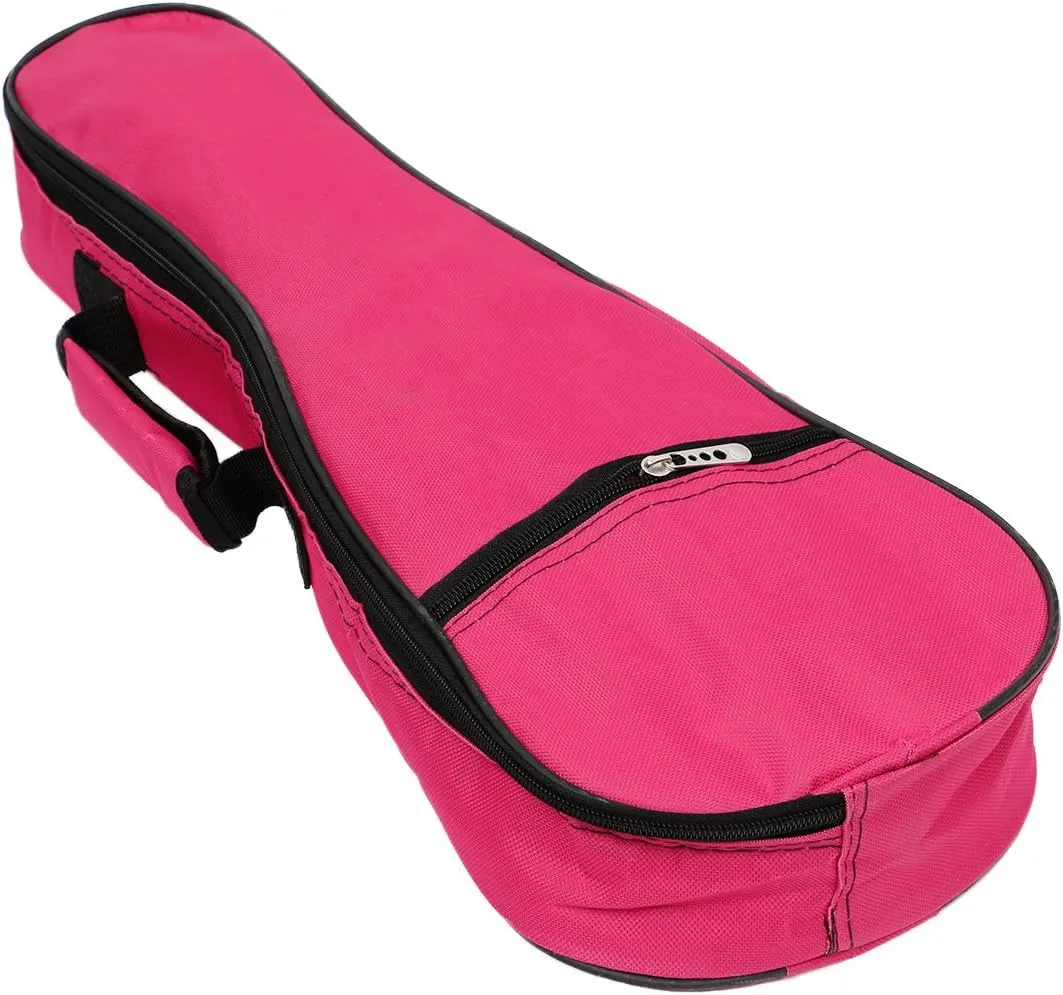 HOT SEAL Waterproof Durable Colorful Ukulele Case Bag with Storage (23/24in, Rose Pink)