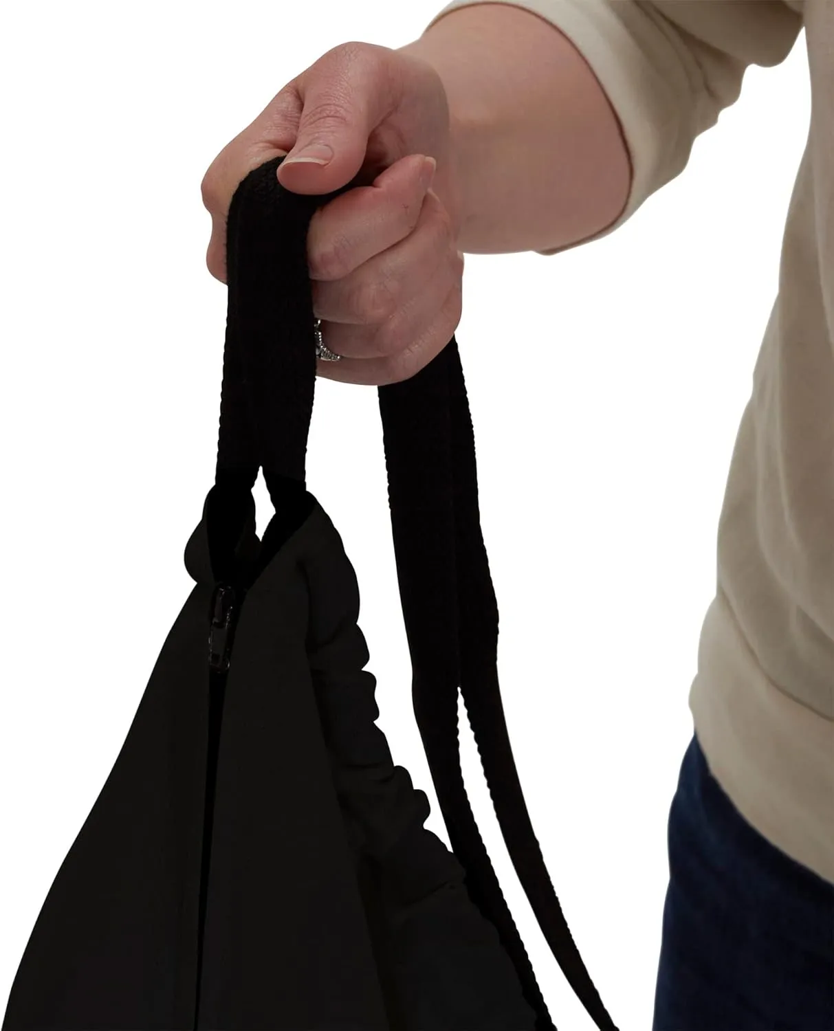 Household Essentials Door Hanging Laundry Bag, Washable Canvas Bag with Loop Handle, Holds Two Loads of Laundry, Great for Dorms and Small Spaces, Black