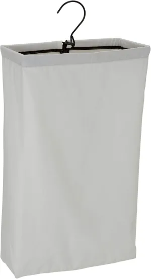 Household Essentials Door Hanging Laundry Bag, Washable Canvas Bag with Loop Handle, Holds Two Loads of Laundry, Great for Dorms and Small Spaces, White with Black Trim