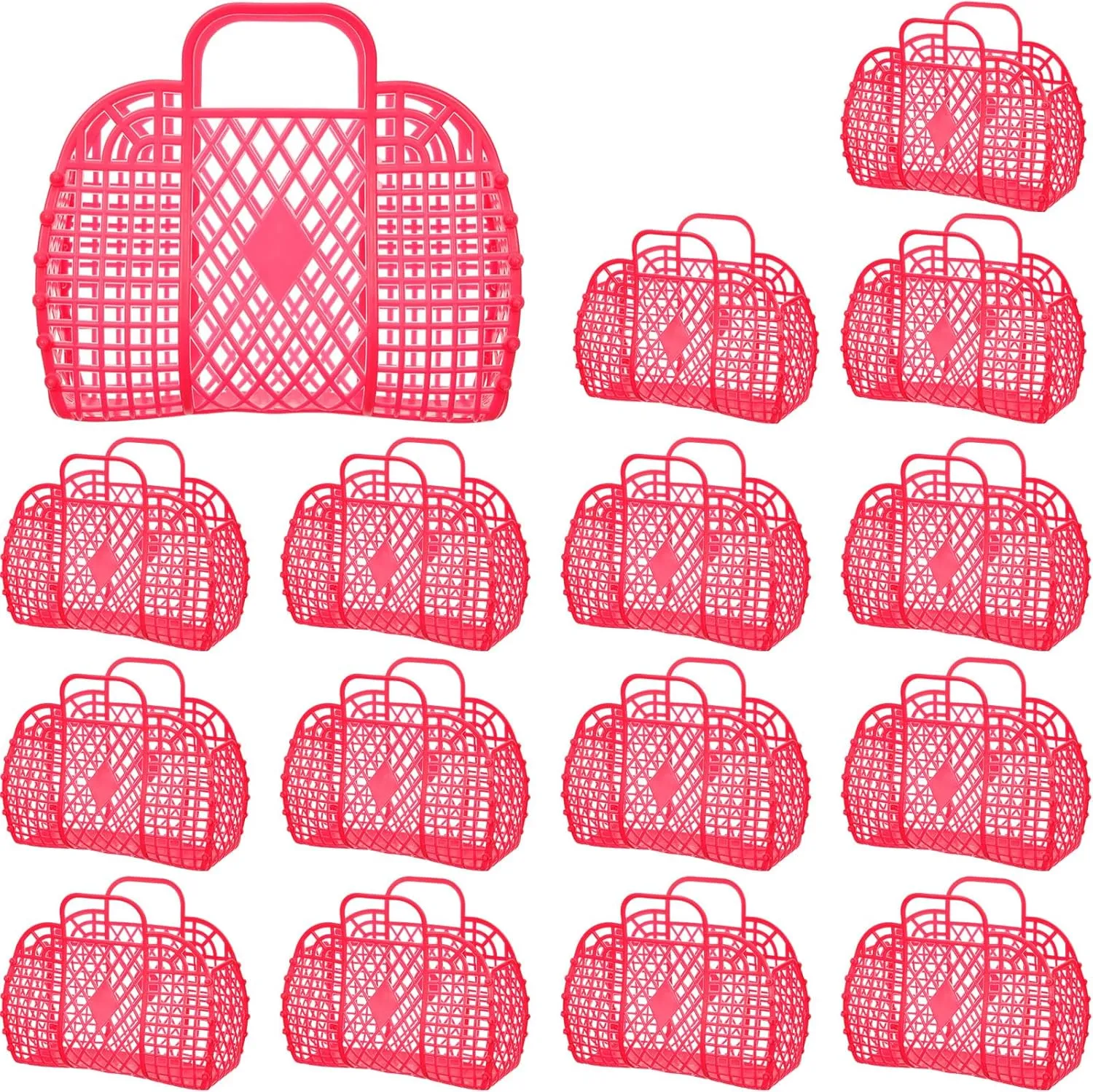 Hsei 16 Pcs Girls Jelly Purse Bags Easter Basket Reusable Jelly Beach Bag Plastic Beach Tote Gift Basket for Kid Girl