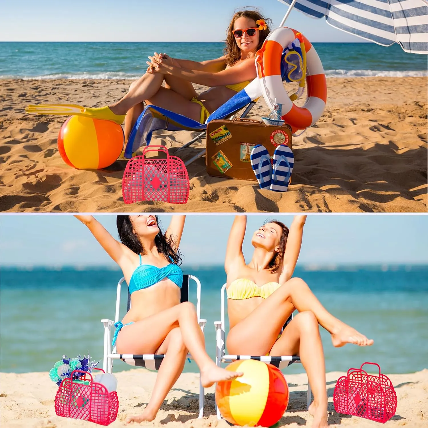 Hsei 16 Pcs Girls Jelly Purse Bags Easter Basket Reusable Jelly Beach Bag Plastic Beach Tote Gift Basket for Kid Girl