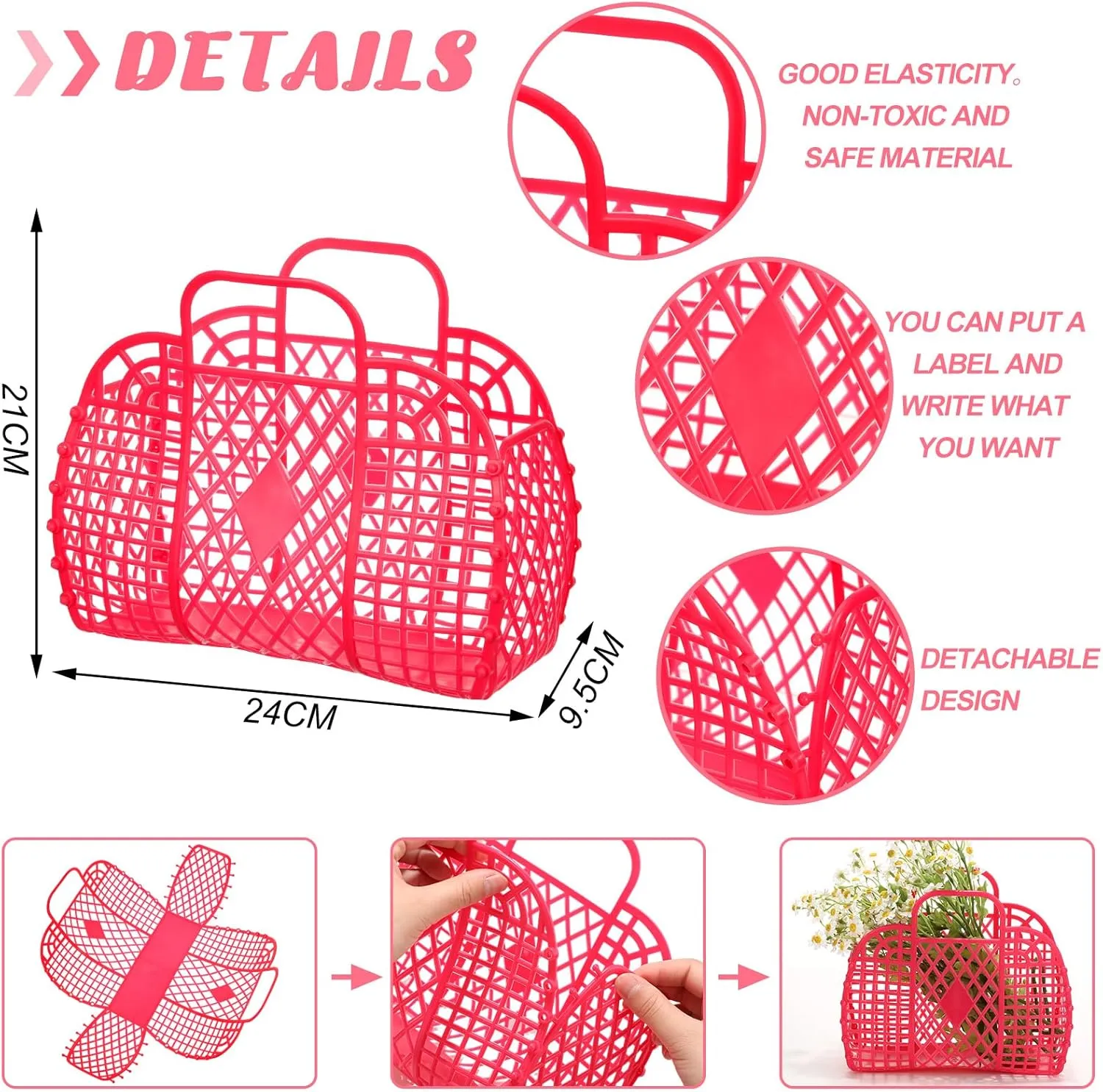 Hsei 16 Pcs Girls Jelly Purse Bags Easter Basket Reusable Jelly Beach Bag Plastic Beach Tote Gift Basket for Kid Girl