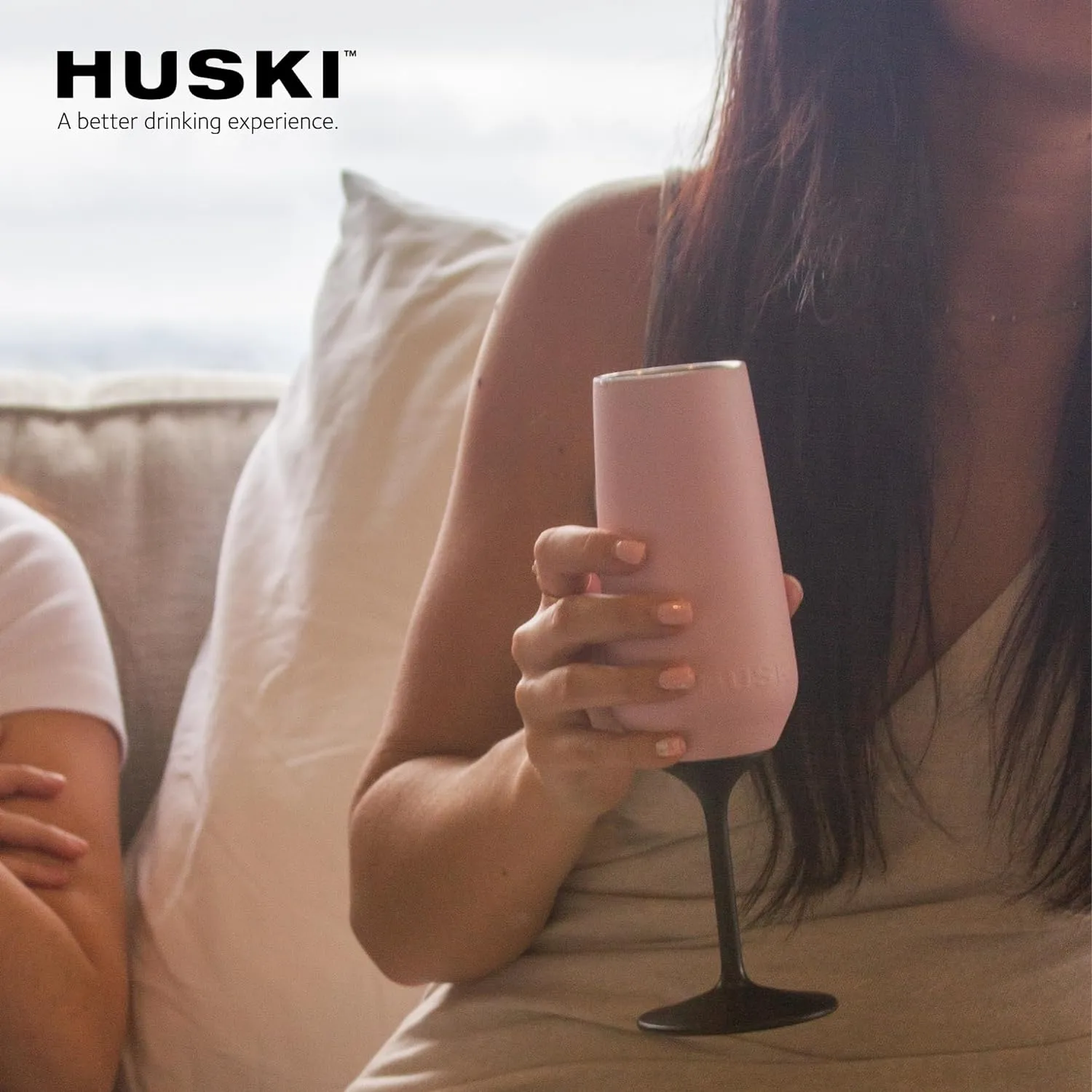 Huski Champagne Flute | NEW | Award-winning Design with Detachable Stem | Premium Stainless Steel Champagne Glass with Lid | Triple Insulated Tumbler | 8oz Capacity | Great Gift (Stone Grey)