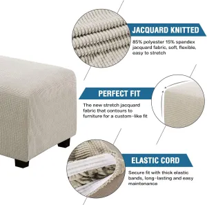 H.VERSAILTEX Ottoman Cover Slipcover Rectangle Fit Length 29'-34' Footrest Sofa Slipcovers Stool Cover Footstool Protector Covers Feature Stretch Thick Soft Jacquard Fabric Washable - Island Fossi