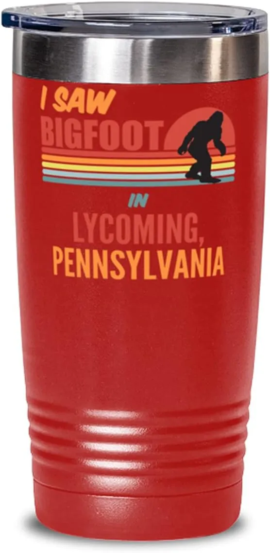 I Saw Bigfoot In Lycoming Pennsylvania Coffee Tumbler 20oz, Red