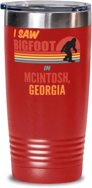 I Saw Bigfoot In McIntosh Georgia Coffee Tumbler 20oz, Red