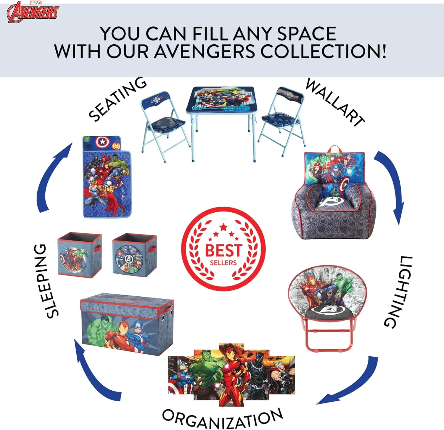Idea Nuova Marvel Avengers Pop Up Storage and Laundry Hamper, 21" H x 13.5" W X 13.5" L,NN240584