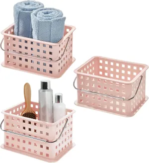iDesign Plastic Handle-Portable Shower Caddy-Set of 3-Blush Basket