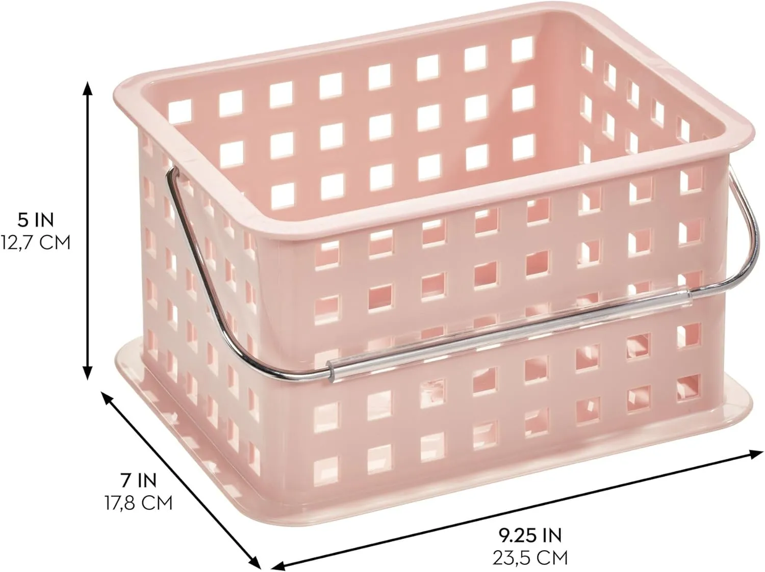iDesign Plastic Handle-Portable Shower Caddy-Set of 3-Blush Basket