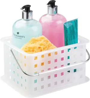 iDesign Shower Caddy Basket with Handle for Bathroom or College Dorm, Clear/Frost, Made in USA